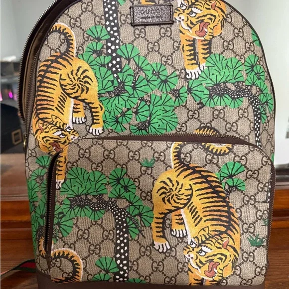Gucci Brown and Green Jungle Print Backpack